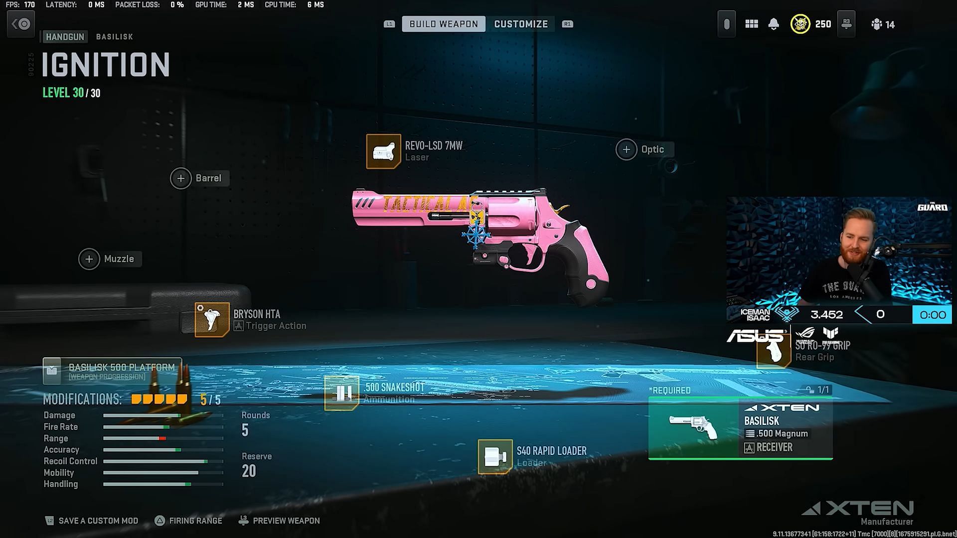 IceManIssac's broken Snakeshot Basilisk loadout for Warzone 2 (Image via Activision and YouTube/IceManIssac)